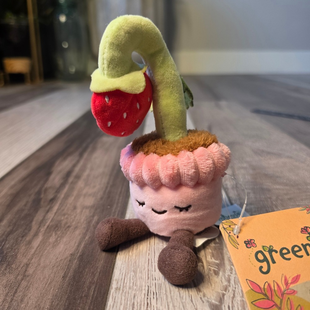 Russ Greenhouse Strawberry Plush Toy Unisex Small Pink NWT Potted Plant Kawaii - Picture 2 of 5
